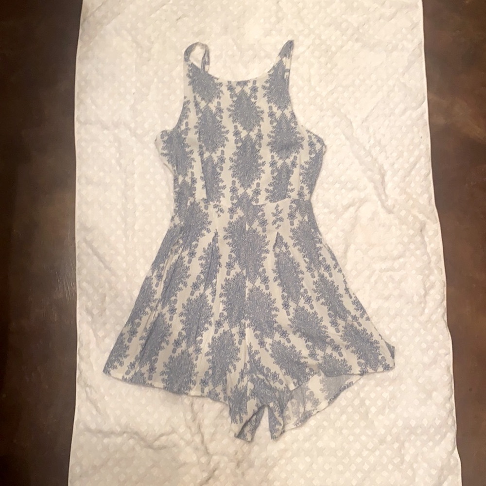 Romper, blue and white, size S/M, flowy